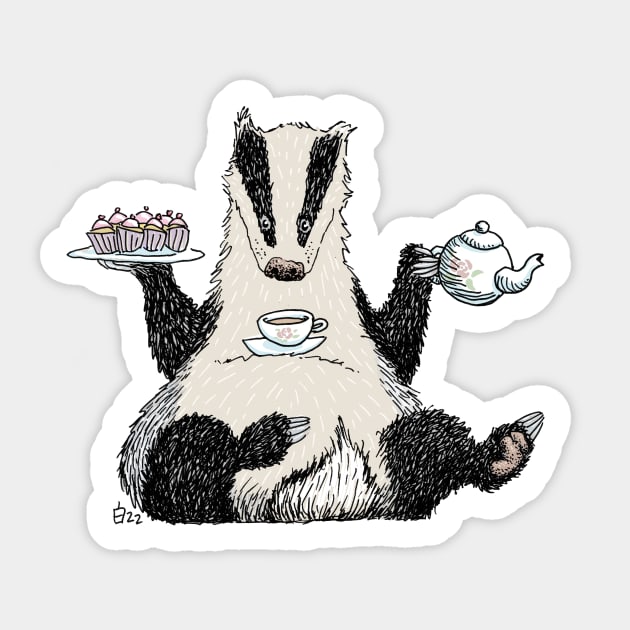 Badger Tea and Cake Sticker by shiro